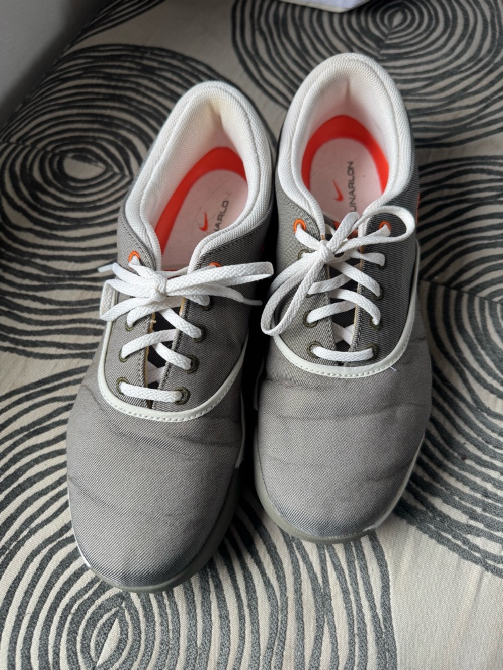 Nike Gray Golf Sneakers with Orange Insole and Accents